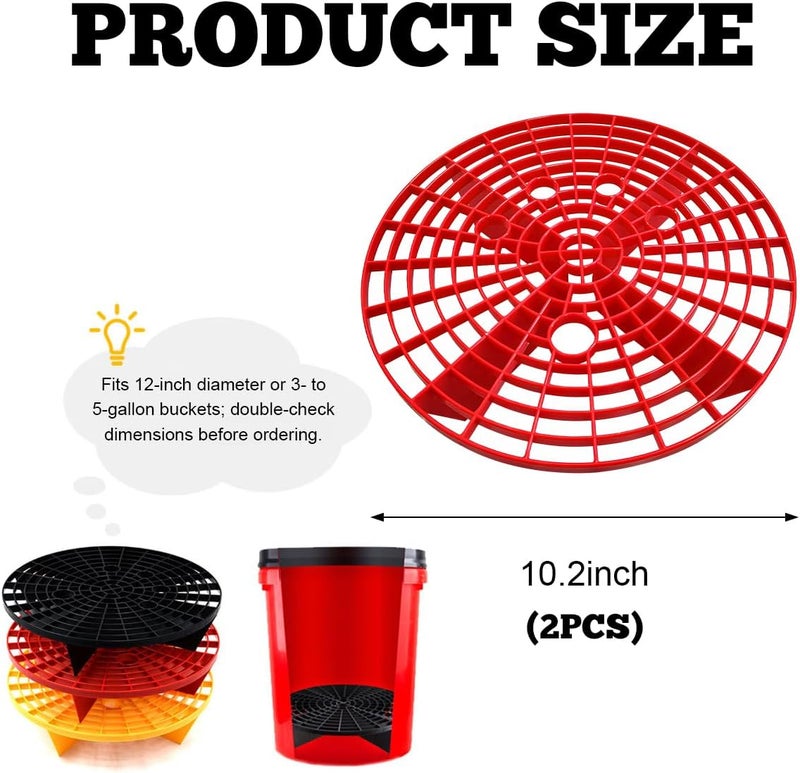 Yourkar 2 PCS Car Wash Bucket Inserts, Plastic Vehicle Wash Bucket Insert Detail Grit Trap, Auto Wash Dirt Collectors Fits 12 Inch Diameter Bucket, Universal Car Accessories (Red) - Image 2